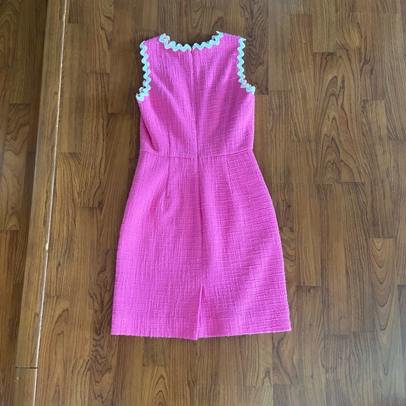 J. Crew Pink Textured Sleeveless Sheath Dress with White Rick Rack Trim - Picture 2 of 8